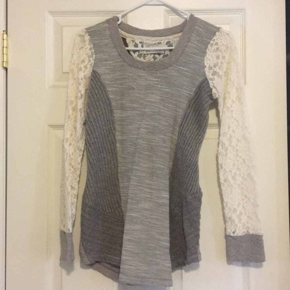 Anthro lace sleeve top